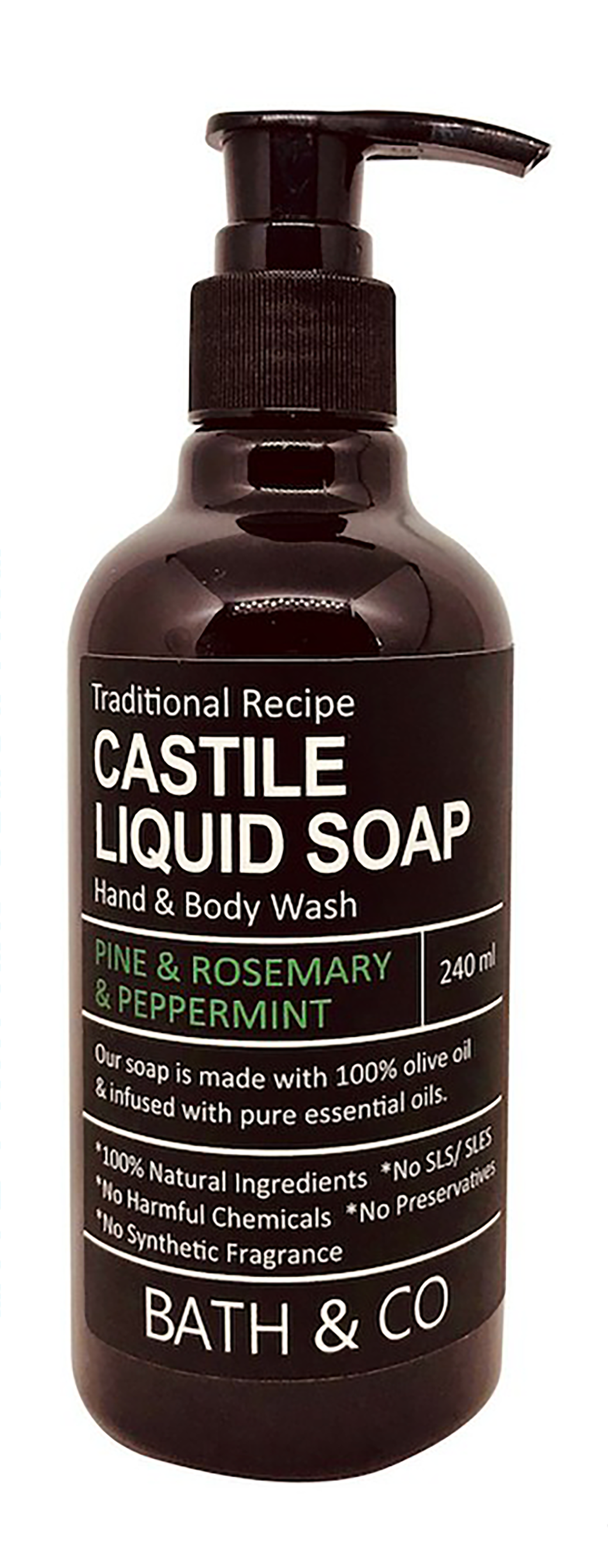 [MPLUS] BATH & CO CASTILE LIQUID SOAP 240ML PEPPERMINT SPEARMINT