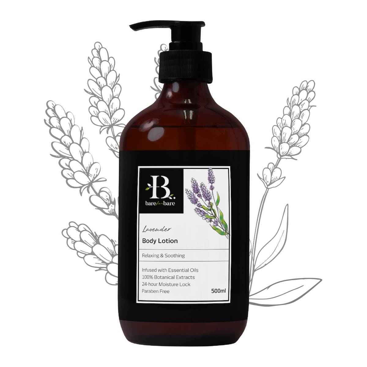 BARE FOR BARE BODY LOTION LAVENDER 500ML