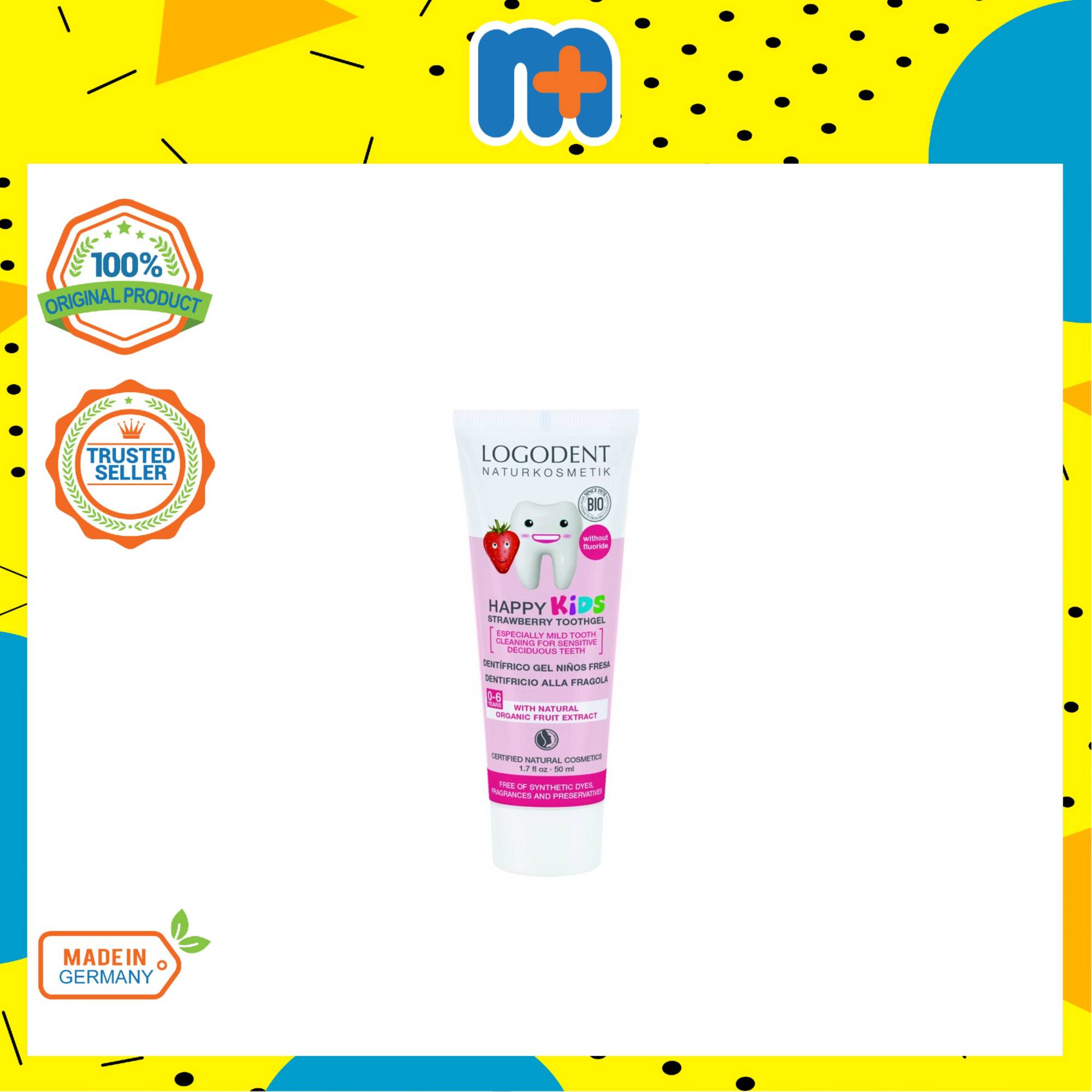 [MPLUS] LOGODENT Toothpaste Happy Kids Strawberry 50ml