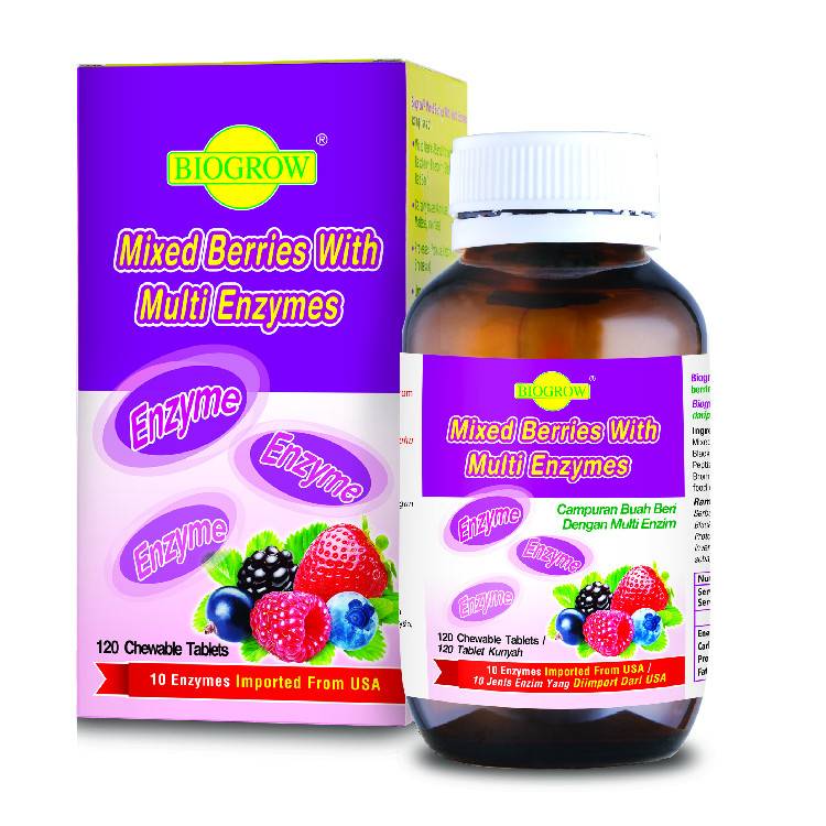 [MPLUS] BIOGROW Mixed Berries With Multi Enzymes [120 Chewable Tablets]