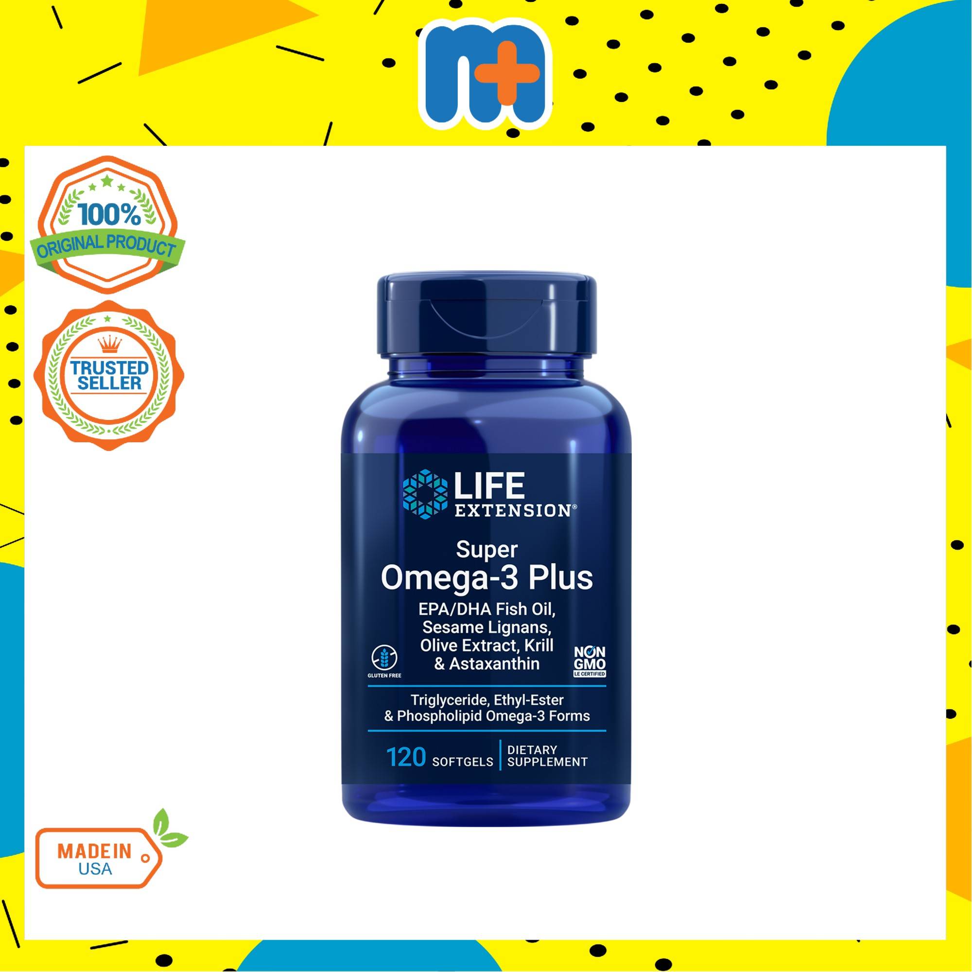 LIFE EXTENSION SUPER OMEGA-3 PLUS EPA/DHA WITH SESAME LIGNANS,OLIVE  EXTRACT,KRILL \u0026 ASTAXANTHIN 120S