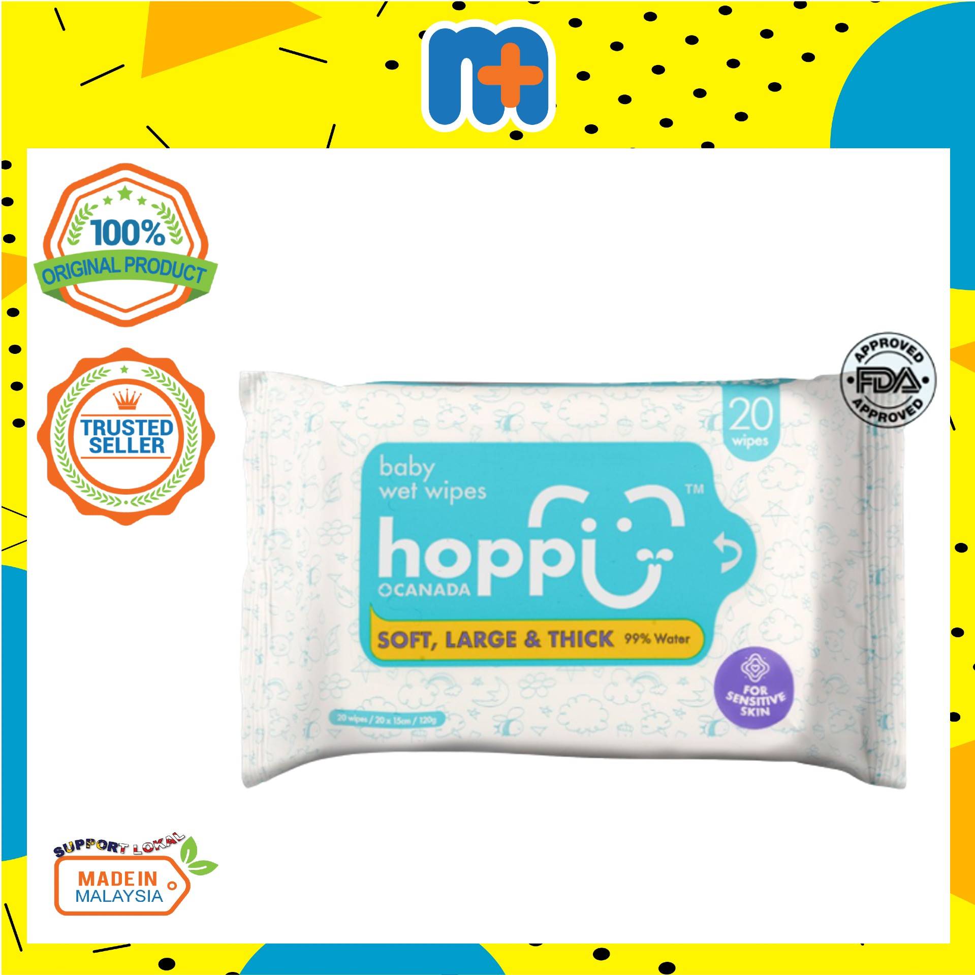 [MPLUS] HOPPI Baby Wet Wipes 20S