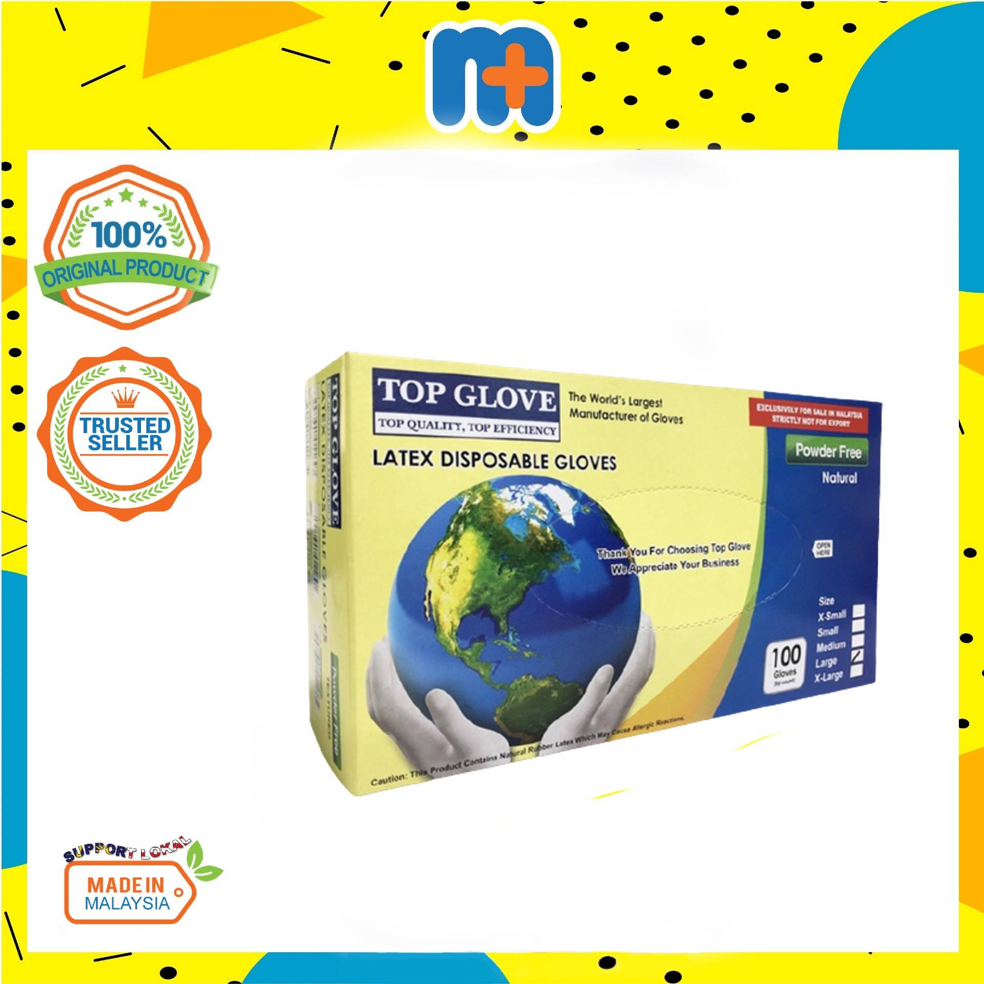 [MPLUS] TOP GLOVE Latex Gloves Powder Free Size Xs 100S