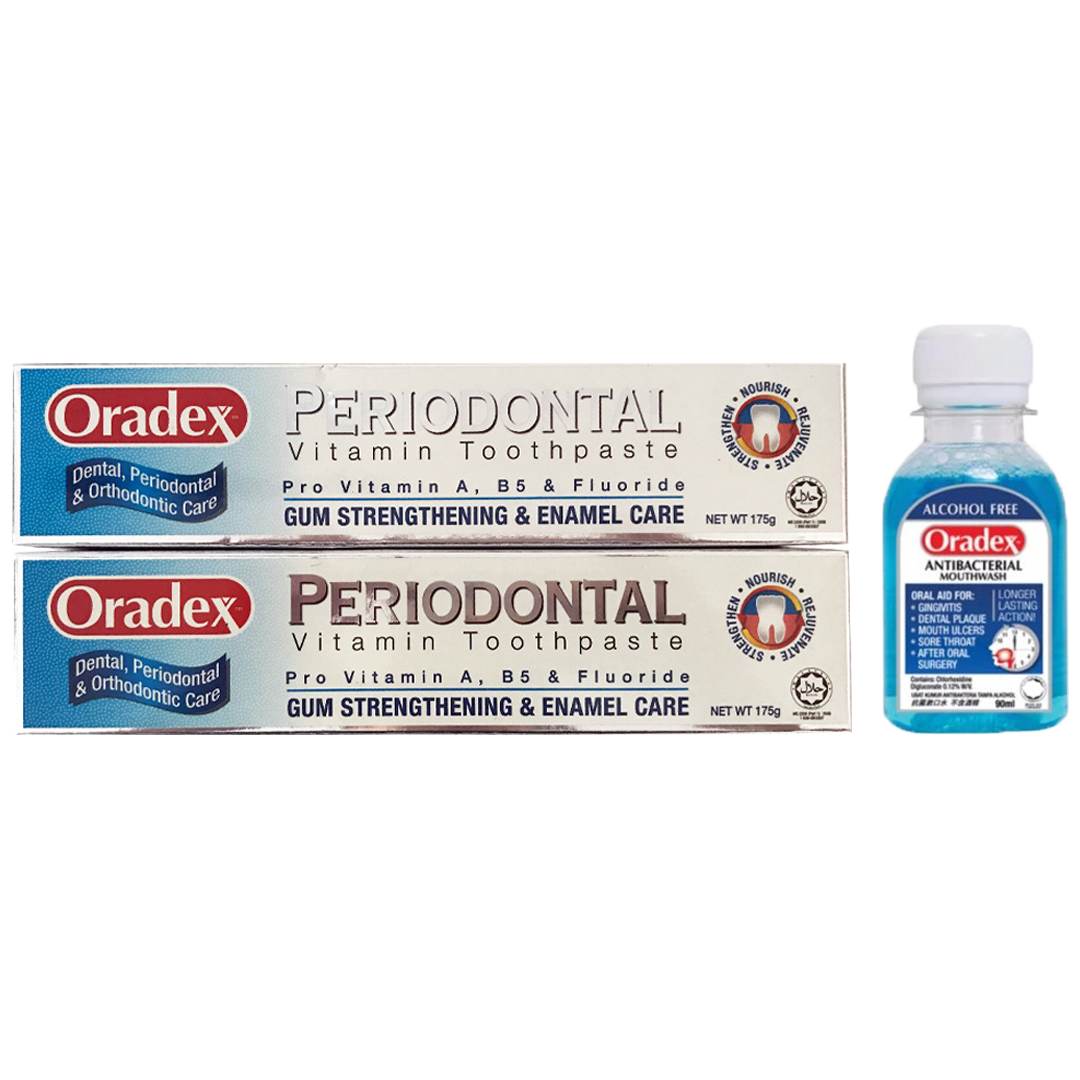 ORADEX Periodontal Toothpaste 2 x 175g (FOC Oradex Antibacterial Mouthwash 90ml)