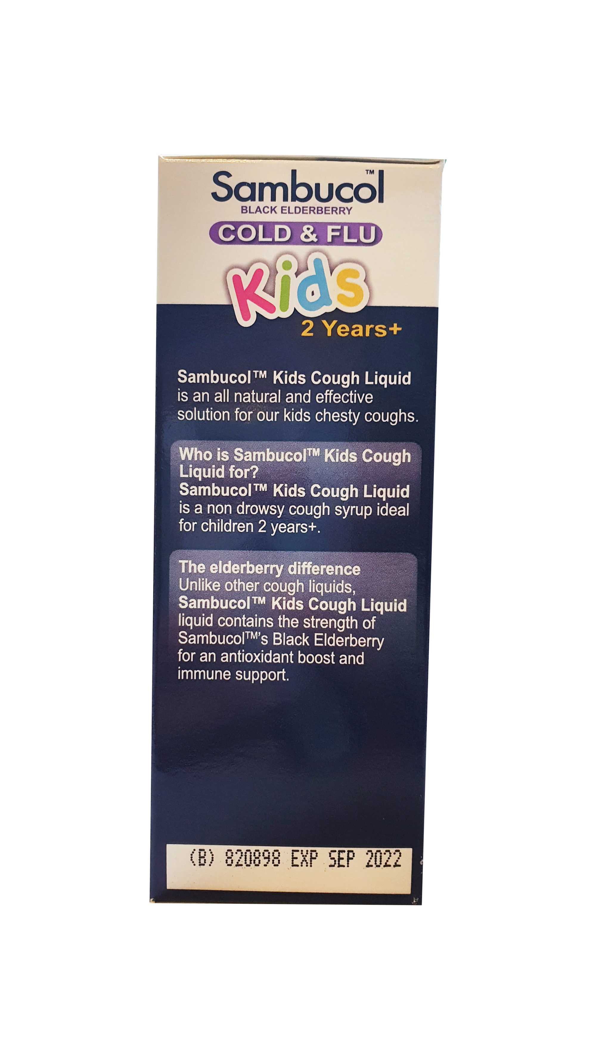 SAMBUCOL BLACK ELDERBERRY KIDS COLD & FLU COUGH LIQUID 120ML